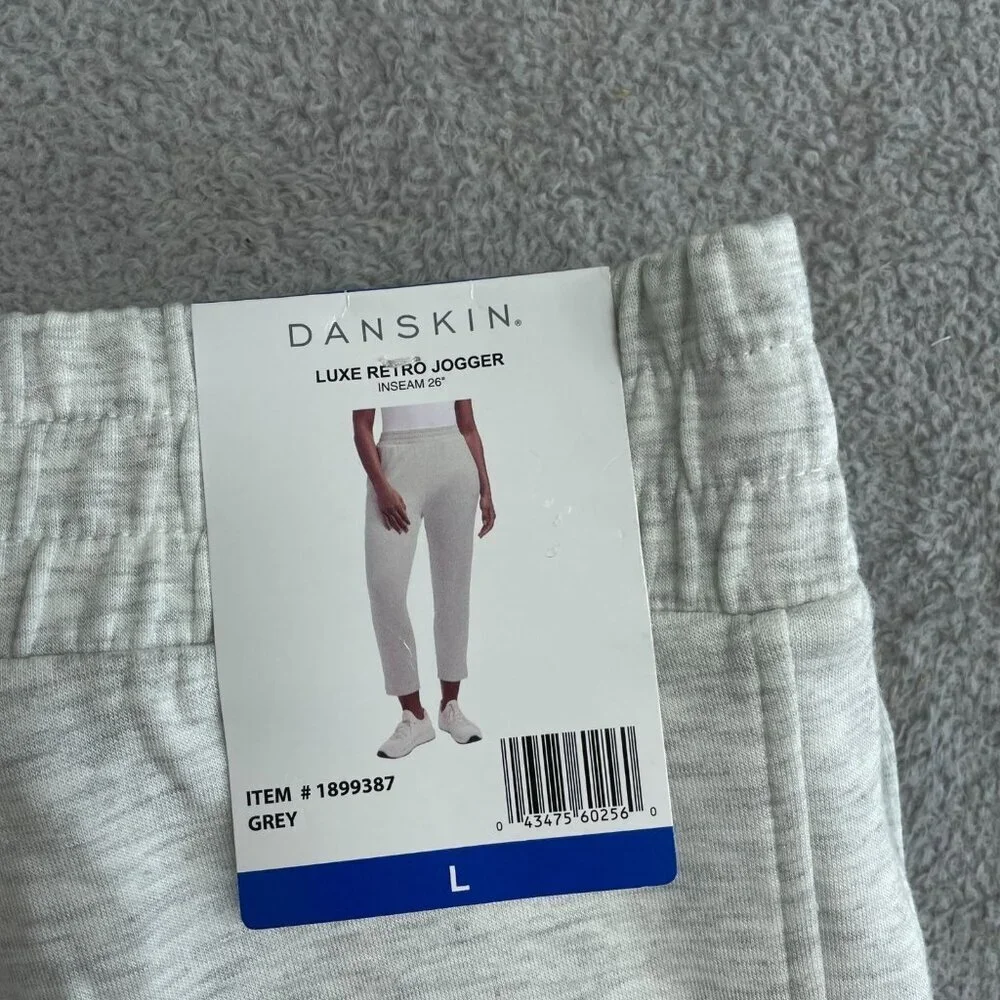 Danskin Women's L Luxe Retro Jogger Pants Grey  N0408